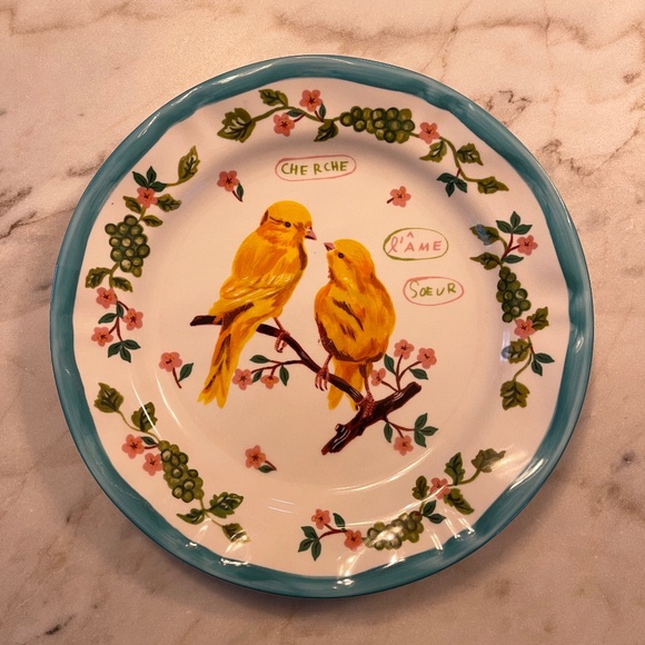 Anthropologie Other - Colorful, Whimsical Anthropologie Nathalie Léte Yellow Bird 10” Dessert Plate